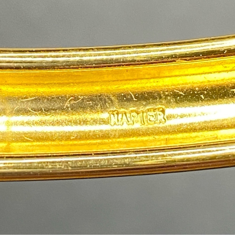 NAPIER Gold Tone Bangle Shiny Bright - Picture 2 of 8